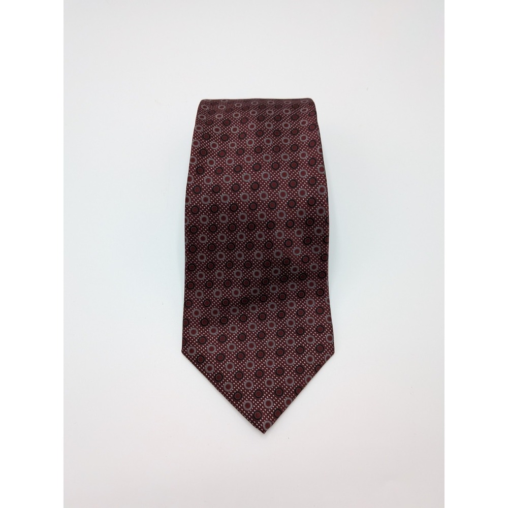ZYLOS GEORGE MACHADO‎ SILK NECK TIE NECKTIE NWT Wine Red Circles 58"
